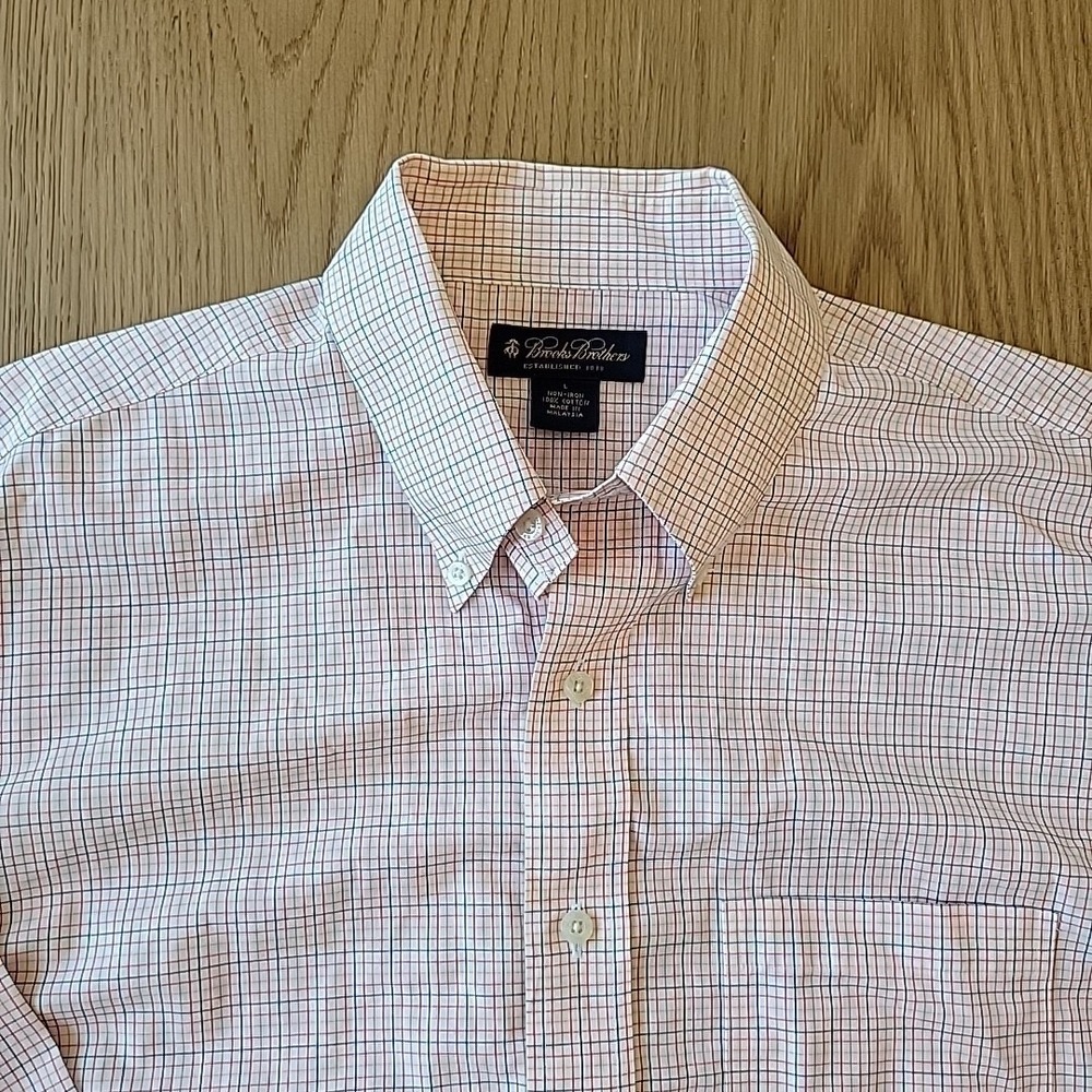 Brooks Brothers Shirt Large Long Sleeve Button Down Multicolor Check Non-Iron